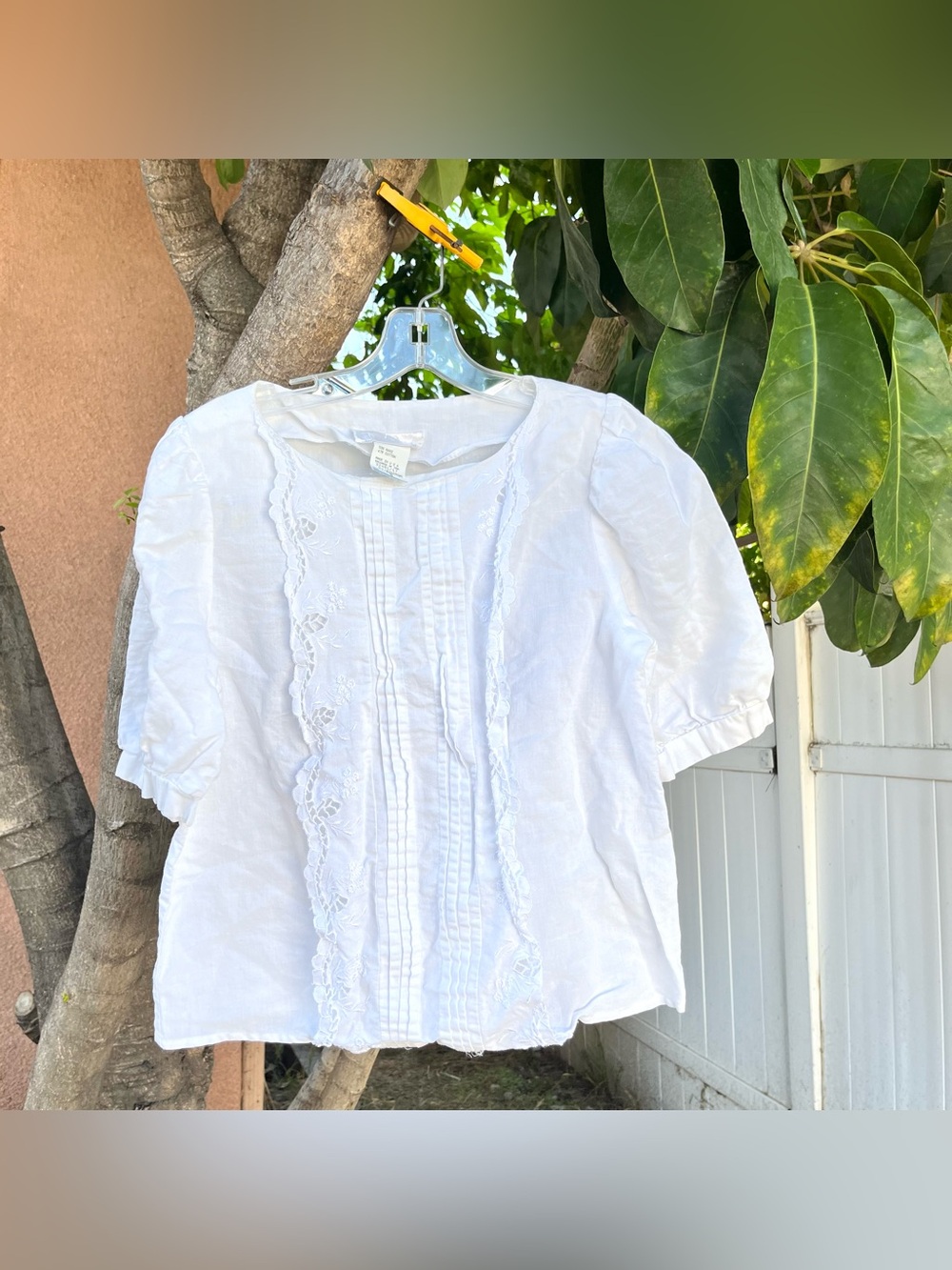 Vintage 90s White Pintuck Blouse.